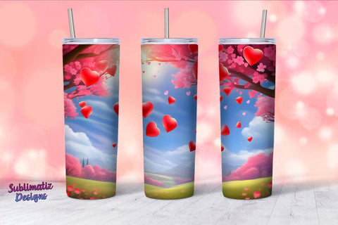 Romantic Background Tumbler Wrap Design | Valentine's Background 20oz Skinny Tumbler Wrap Sublimation Sublimatiz Designs 