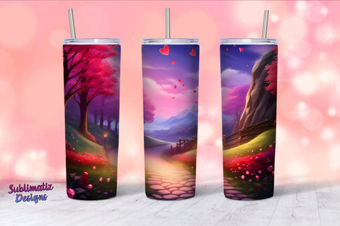Romantic Background Tumbler Wrap Design | Valentine's Background 20oz Skinny Tumbler Wrap Sublimation Sublimatiz Designs 