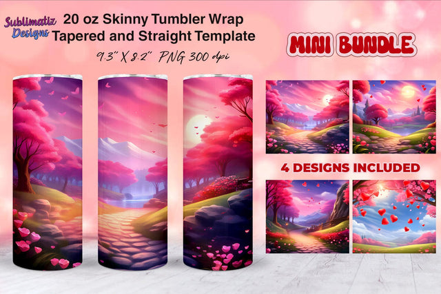 Romantic Background Tumbler Wrap Design | Valentine's Background 20oz Skinny Tumbler Wrap Sublimation Sublimatiz Designs 