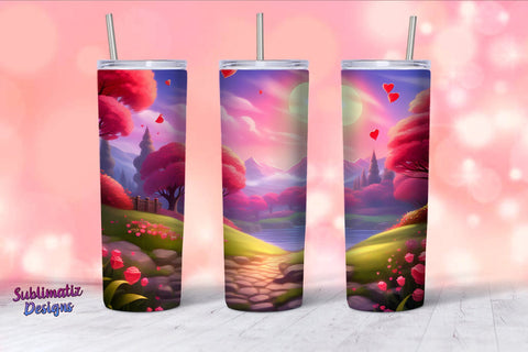 Romantic Background Tumbler Wrap Design | Valentine's Background 20oz Skinny Tumbler Wrap Sublimation Sublimatiz Designs 