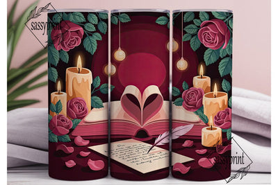 Romantic Book Tumbler Design Sublimation sassyprint 