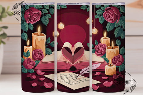 Romantic Book Tumbler Design Sublimation sassyprint 