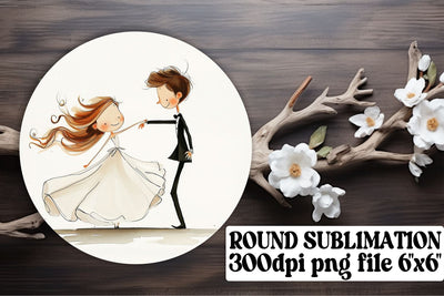Romantic Bride and Groom Circle Keychain Duo Sublimation afrosvg 