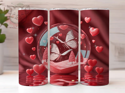 Romantic Butterfly Hearts Tumbler, Romantic Butterfly Wrap, Love Day Heart Cup, 20oz Sublimation Wrap, Stylish Valentine Design Tumbler, Artistic Butterfly Heart Cup, Whimsical Love Theme Wrap Sublimation Lara' s Designs 