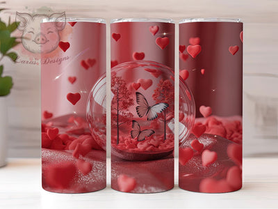 Romantic Butterfly Hearts Tumbler, Romantic Butterfly Wrap, Love Day Heart Cup, 20oz Sublimation Wrap, Stylish Valentine Design Tumbler, Artistic Butterfly Heart Cup, Whimsical Love Theme Wrap Sublimation Lara' s Designs 