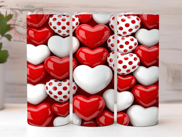 Romantic Classic Valentine Heart Tumbler, Romantic Love Pattern, Classic Heart Design, 20Oz Sublimation Wrap, Sweet Valentine Art, Bold Heart Texture, Tumbler Sublimation Sublimation Lara' s Designs 