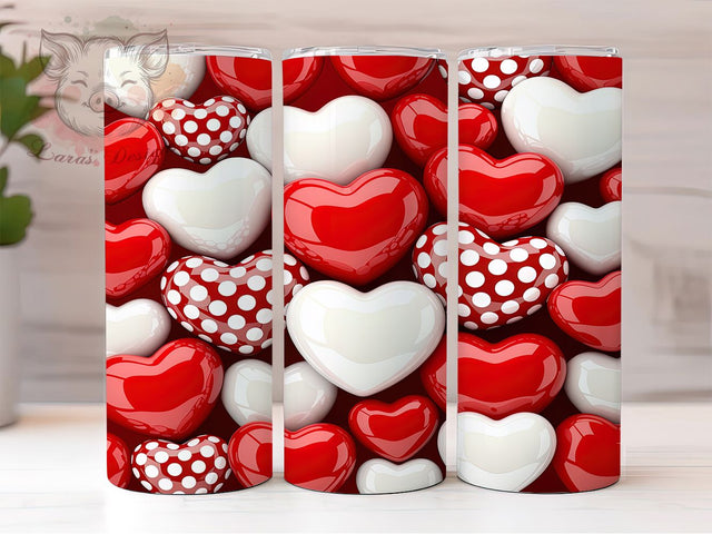 Romantic Classic Valentine Heart Tumbler, Romantic Love Pattern, Classic Heart Design, 20Oz Sublimation Wrap, Sweet Valentine Art, Bold Heart Texture, Tumbler Sublimation Sublimation Lara' s Designs 