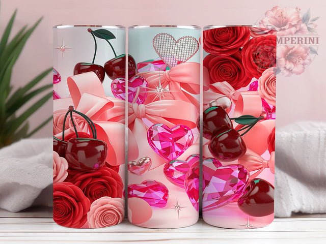 Romantic Classic Valentine Hearts Tumbler, Romantic Love Pattern, Classic Heart Design, 20Oz Sublimation Wrap, Sweet Valentine Art, Elegant Heart Texture, Tumbler Sublimation Sublimation Li Zamperini 