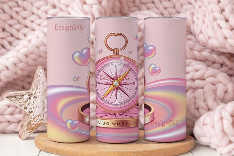 Romantic Compass 20oz Tumbler Wrap Sublimation DesignSVG 