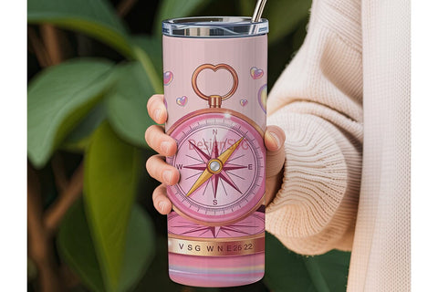 Romantic Compass 20oz Tumbler Wrap Sublimation DesignSVG 