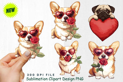 Romantic Corgi Clipart Sublimation Regulrcrative 