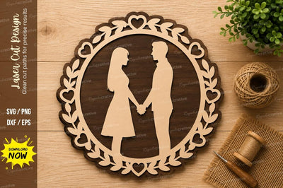 Romantic Couple Circle Laser Cut SVG Design SVG Regulrcrative 
