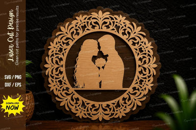 Romantic Couple Frame Laser Cut Svg Design SVG Regulrcrative 