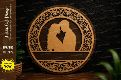 Romantic Couple Frame Laser Cut Svg Design SVG Regulrcrative 