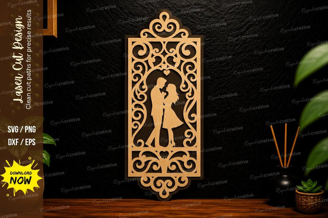 Romantic Couple Frame Laser Cut Svg Design SVG Regulrcrative 