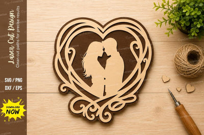 Romantic Couple Heart Laser Cut SVG Design SVG Regulrcrative 