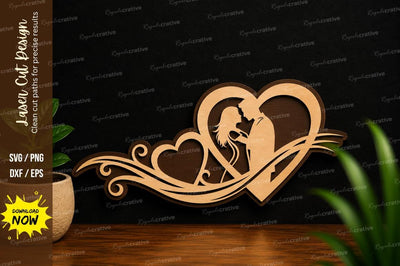 Romantic Couple Heart Love Laser Cut SVG File SVG Regulrcrative 