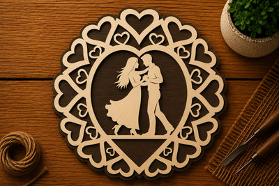 Romantic Couple Heart Mandala Laser Cut SVG File SVG Regulrcrative 