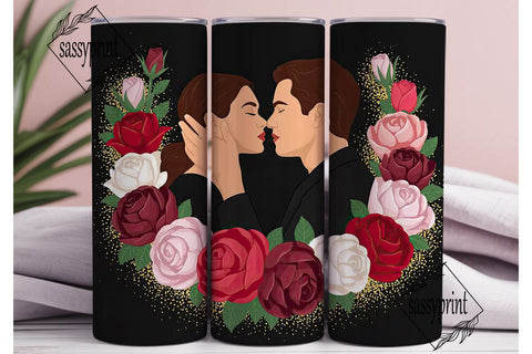 Romantic Couple Roses 20oz Tumbler Wrap Sublimation sassyprint 