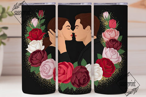 Romantic Couple Roses 20oz Tumbler Wrap Sublimation sassyprint 