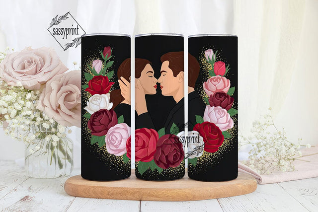 Romantic Couple Roses 20oz Tumbler Wrap Sublimation sassyprint 