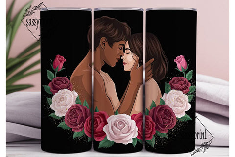 Romantic Couple Roses 20oz Tumbler Wrap Sublimation sassyprint 