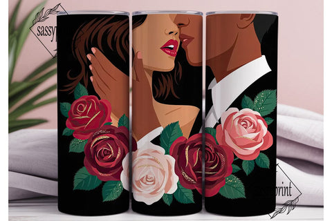 Romantic Couple Roses 20oz Tumbler Wrap Sublimation sassyprint 