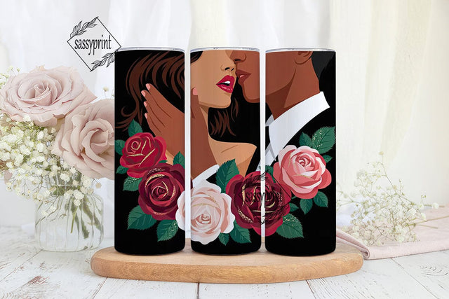 Romantic Couple Roses 20oz Tumbler Wrap Sublimation sassyprint 
