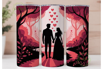Romantic Couple Silhouette 20oz Tumbler Sublimation PixelChick 