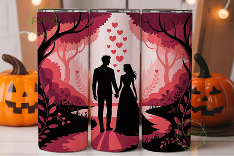 Romantic Couple Silhouette 20oz Tumbler Sublimation PixelChick 