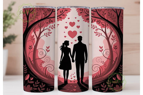 Romantic Couple Silhouette 20oz Tumbler Sublimation PixelChick 