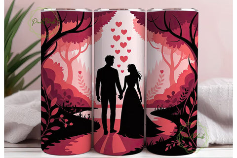 Romantic Couple Silhouette 20oz Tumbler Sublimation PixelChick 