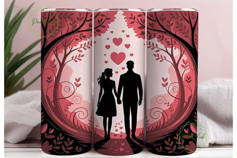 Romantic Couple Silhouette 20oz Tumbler Sublimation PixelChick 