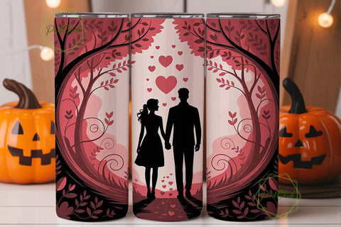 Romantic Couple Silhouette 20oz Tumbler Sublimation PixelChick 