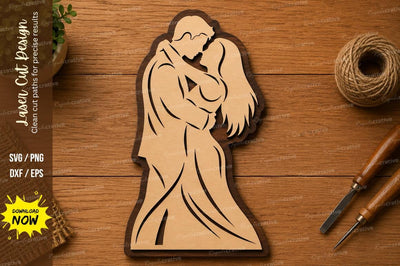 Romantic Couple SVG | Love Silhouette Laser Cut File | Glowforge CNC DXF PNG EPS SVG Regulrcrative 