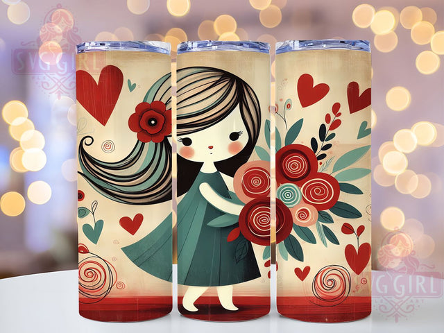 Romantic Cupid Valentine Tumbler, Cupid Valentine Wrap, Romantic Love Cup, 20oz Sublimation Wrap, Stylish Valentine Design Tumbler, Artistic Cupid Cup, Heart Love Theme Wrap Sublimation SvggirlplusArt 