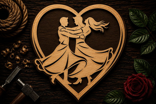 Romantic Dancing Couple Heart Laser Cut SVG File SVG Regulrcrative 