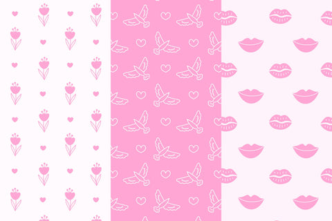 Romantic Doodle Seamless Patterns & Papers Digital Pattern Rin Green 