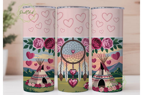 Romantic Dreamcatcher Teepee Tumbler Sublimation PixelChick 