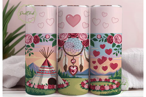 Romantic Dreamcatcher Teepee Tumbler Sublimation PixelChick 