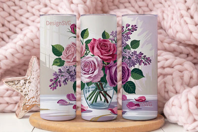 Romantic Floral 20oz Tumbler Wrap Sublimation DesignSVG 