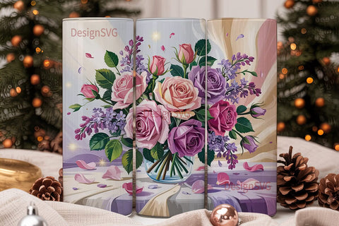 Romantic Floral 20oz Tumbler Wrap Sublimation DesignSVG 