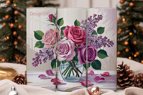 Romantic Floral 20oz Tumbler Wrap Sublimation DesignSVG 