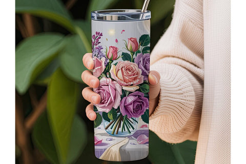Romantic Floral 20oz Tumbler Wrap Sublimation DesignSVG 