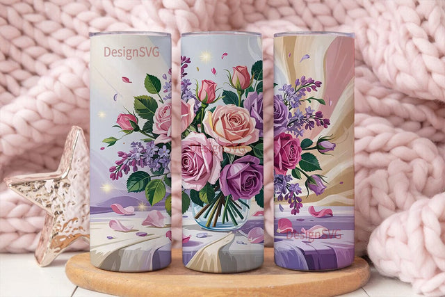 Romantic Floral 20oz Tumbler Wrap Sublimation DesignSVG 