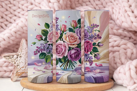 Romantic Floral 20oz Tumbler Wrap Sublimation DesignSVG 