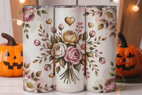 Romantic Floral 20oz Tumbler Wrap Sublimation PixelChick 