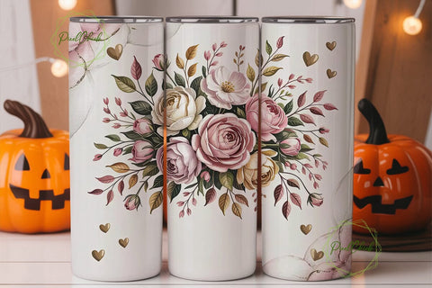 Romantic Floral 20oz Tumbler Wrap Sublimation PixelChick 