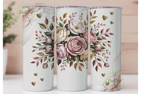 Romantic Floral 20oz Tumbler Wrap Sublimation PixelChick 