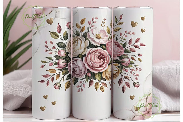 Romantic Floral 20oz Tumbler Wrap Sublimation PixelChick 